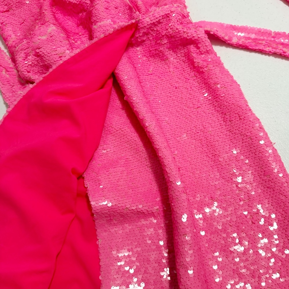 Elegant Pink Sequin Mini Dress - Picture 11 of 15
